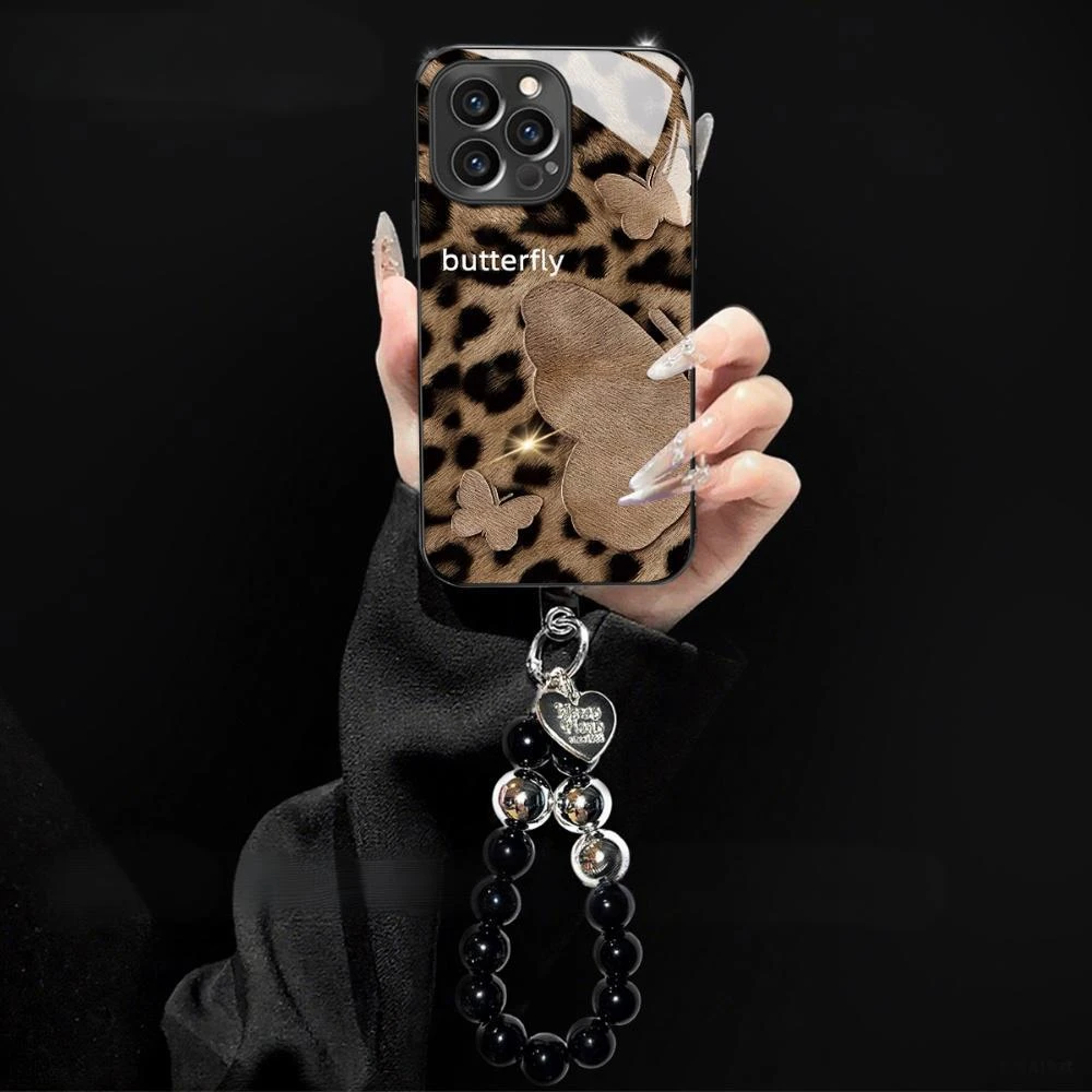 豹纹蝴蝶适用苹果16promax手机壳iphone17pro新款高级感苹果15pro