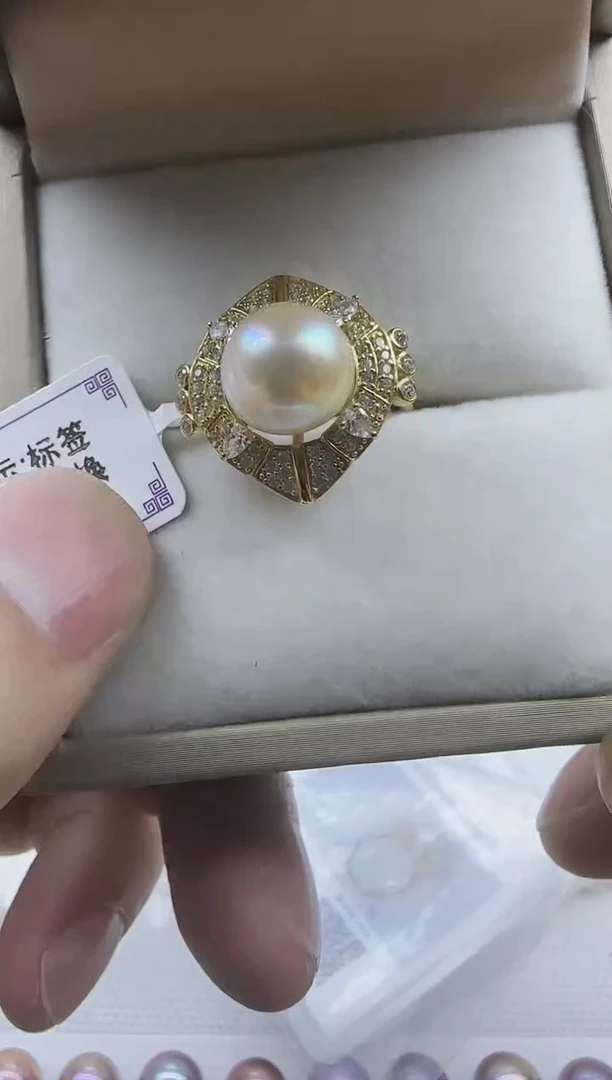 【闪购商品】海水珍珠戒指银S925镶嵌海水珍珠戒指9-10mm