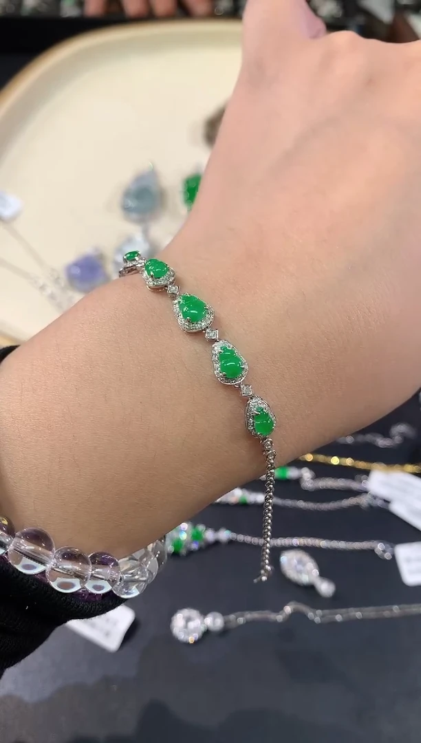 18K金镶嵌手链翡翠W89|5980