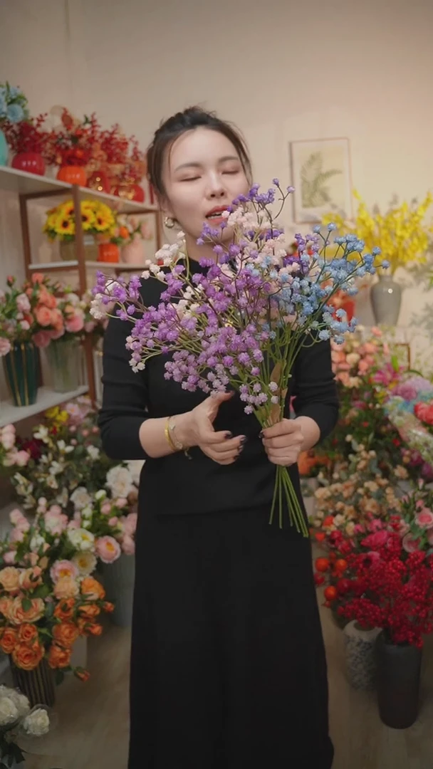 混色手感满天星6支仿真花