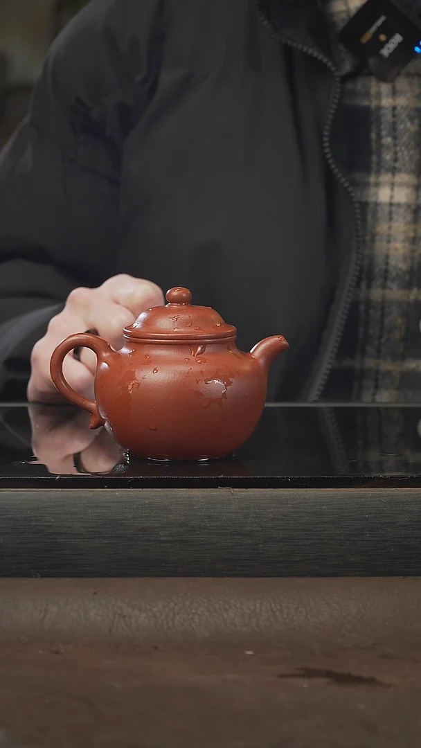 茶壶紫砂莲子，朱泥，180cc