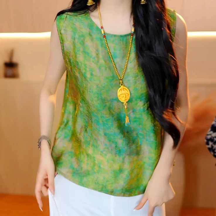 夏季新款宽松百搭无袖上衣衬衫C5632