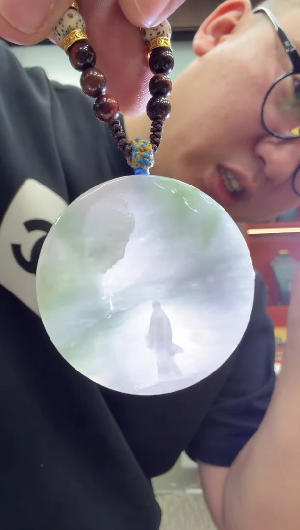 未镶嵌挂件翡翠A货翡翠孤品国雕谢林工