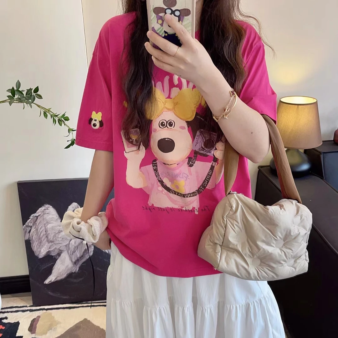 纸袋家夏季新款「印花拍照狗纯棉短袖」3718减龄洋气设计师款T恤