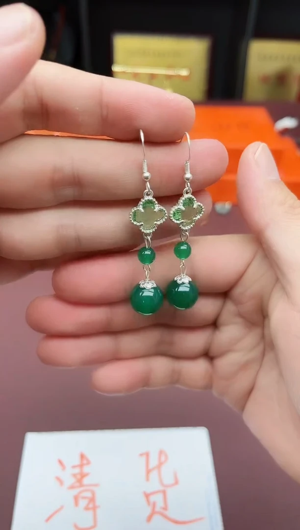 玛瑙/玉髓耳饰银S925镶嵌705000