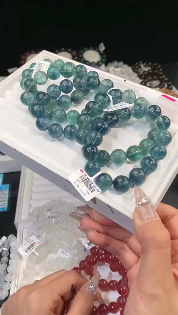 【闪购商品】萤石手链未镶嵌多样性发一蓝绿萤石15mm