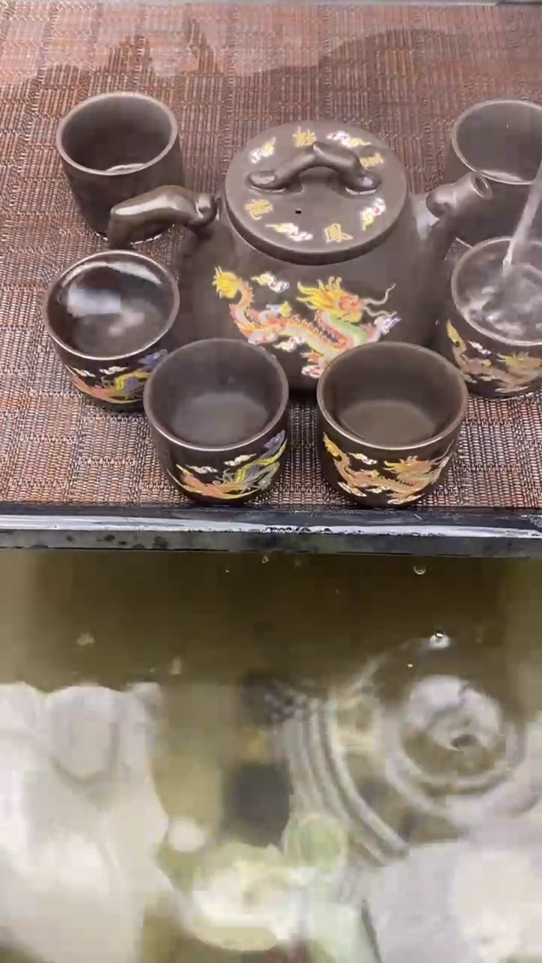 茶壶紫砂大容量380cc龙凤石瓢凤鸣壶  一壶六变色杯