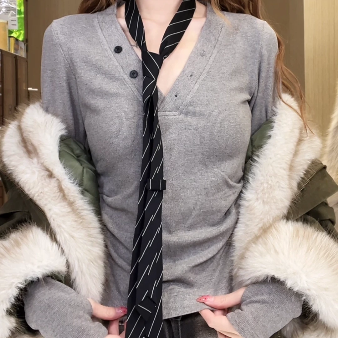 巧克莓ChocoBerry秋冬短款保暖休闲时尚内搭针织学院风打底上衣