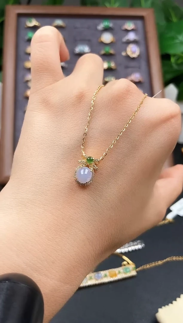 颈饰银S925镶嵌翡翠12