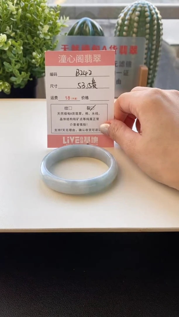 未镶嵌手镯翡翠圈口53.5贵妃编码B242