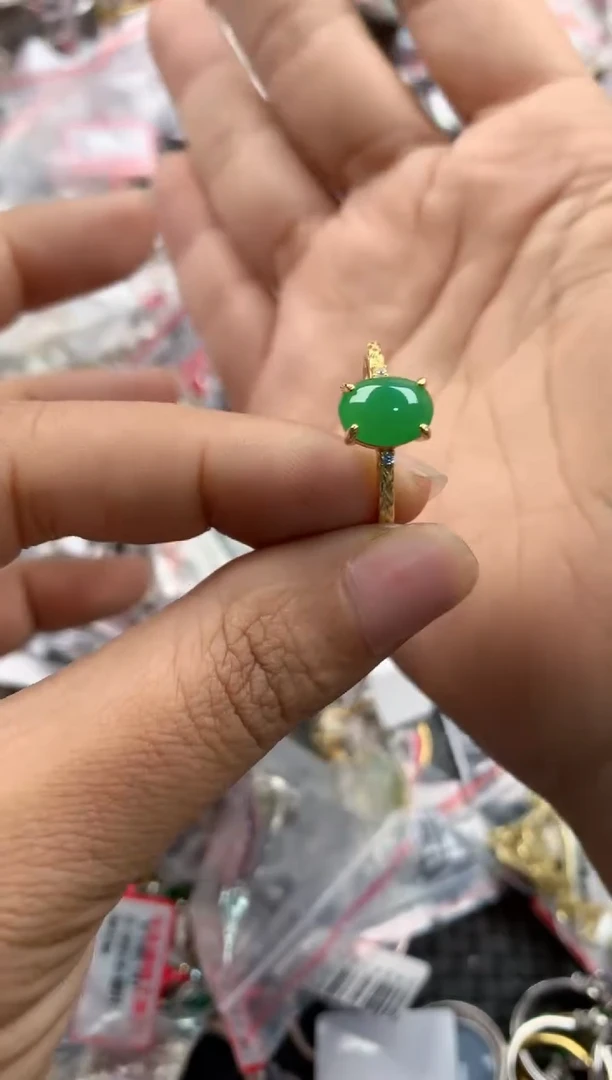 银S925镶嵌戒指翡翠555            1