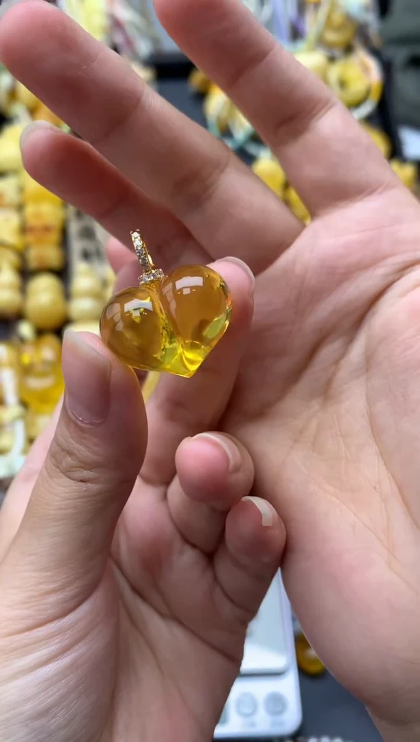 银S925镶嵌琥珀珠宝奇石128琥珀蜜蜡微瑕