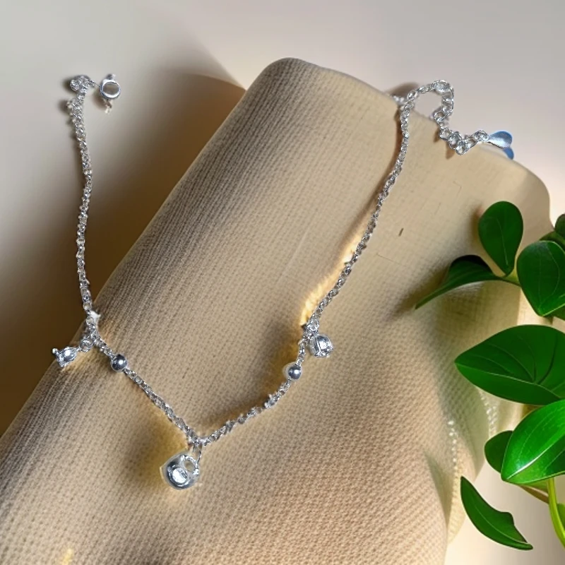 足银脚链 【足银胖福脚链】