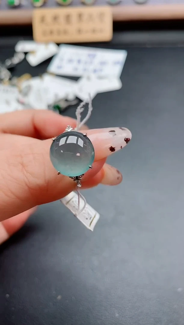 银S925镶嵌戒指翡翠1