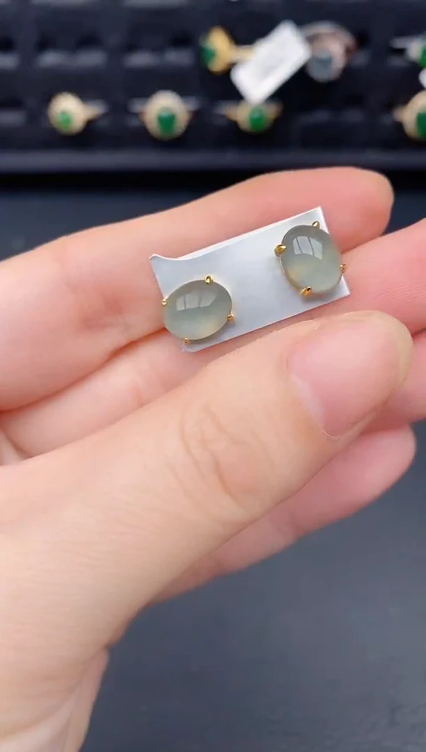 银S925镶嵌翡翠耳饰天然a货翡翠426