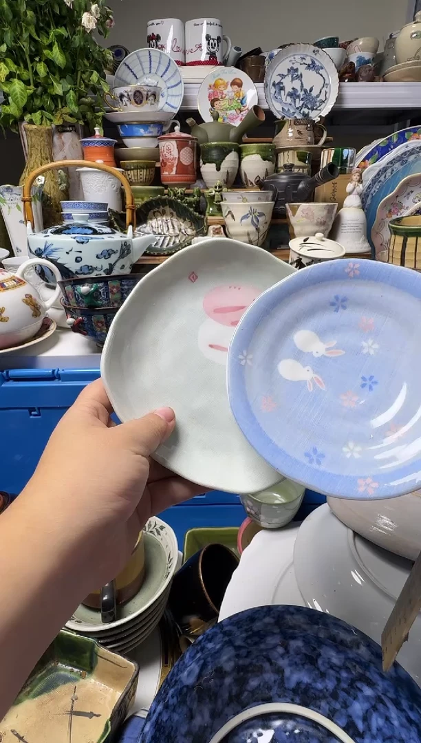中古瓷器，默认微瑕-兔子画片，2个15米。053