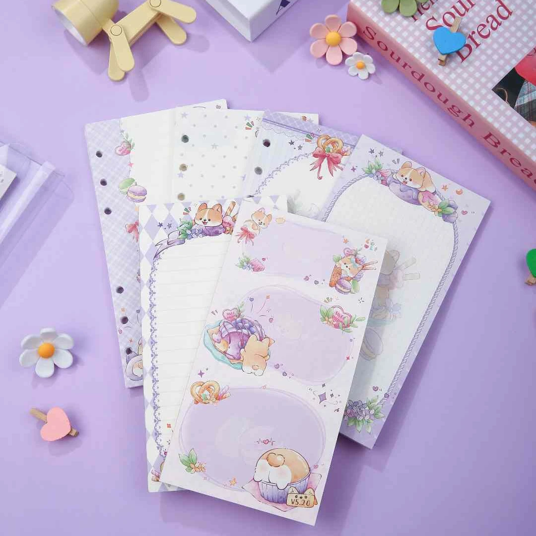 拾趣集【芋泥柯基】A6双面彩图手账内页素材可撕无粘性便签本拍纸本