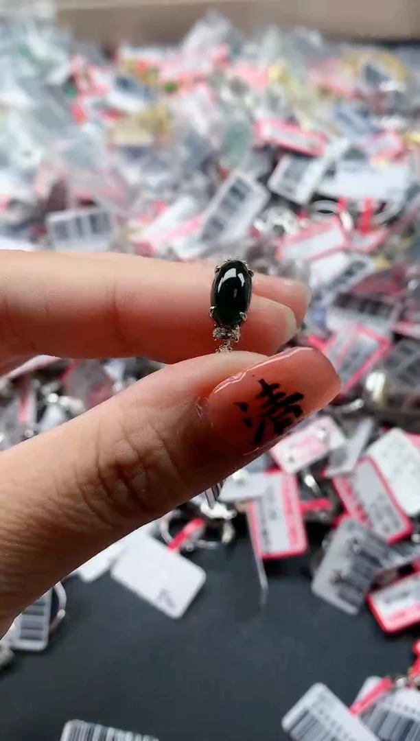银S925镶嵌戒指翡翠天然A货缅甸翡翠