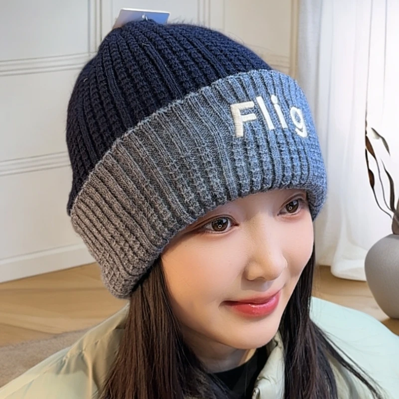 Flig冬天加厚双面可戴显脸小针织帽帽子户外防寒护耳男女士毛线帽