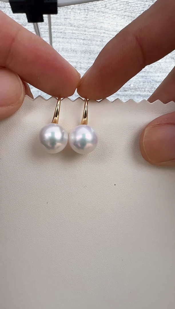 银S925镶嵌耳饰淡水珍珠11-12m 高跟鞋耳钩极光 天然淡水珍珠