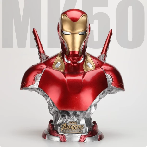 树脂钢铁侠半身像mk50胸像 发光手办摆件GK雕像男朋友生日礼物