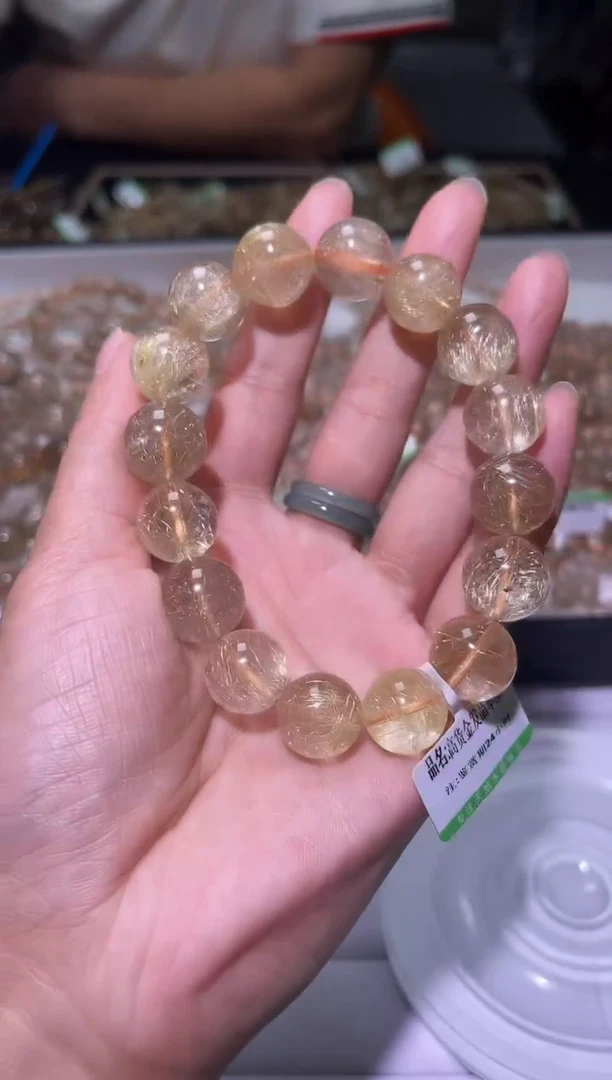 未镶嵌手链水晶J113-14mm维纳斯金发晶单圈-多样性发其一