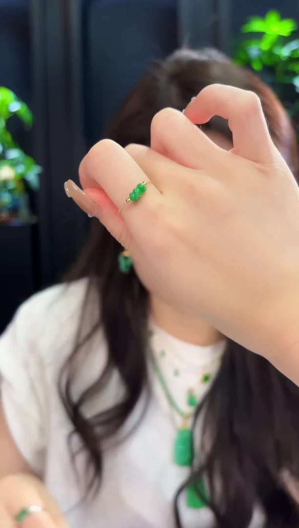 翡翠戒指18K金镶嵌缅料A货/多样性发货/一件