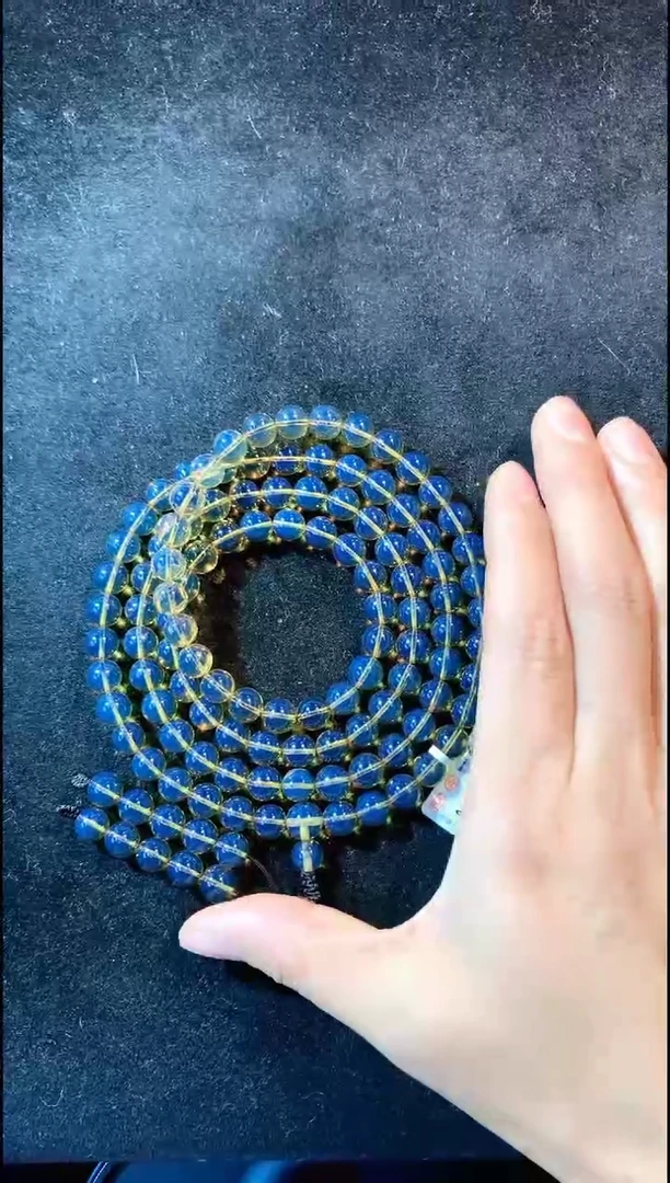 【闪购商品】琥珀手链未镶嵌8MM皇家天青蓝珀108佛珠
