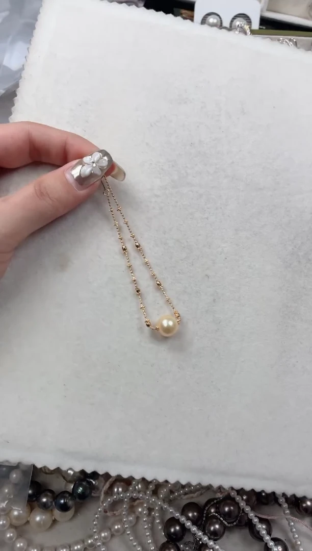 银S925镶嵌手链海水珍珠q717