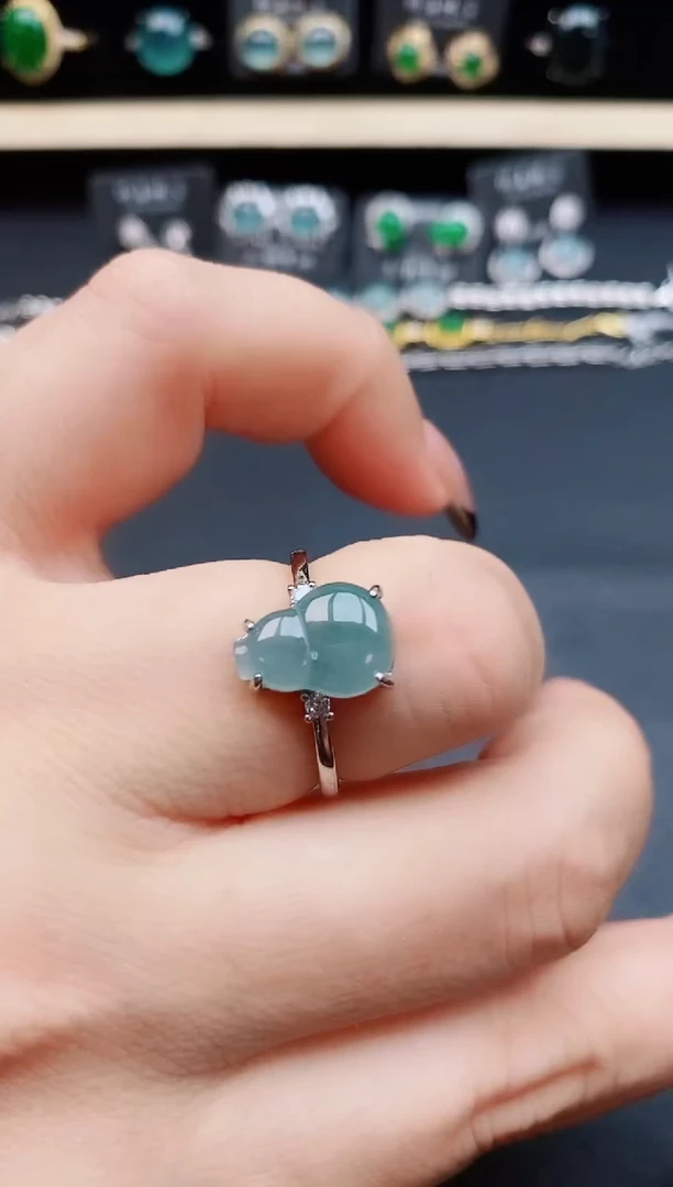 翡翠戒指银S925镶嵌585050