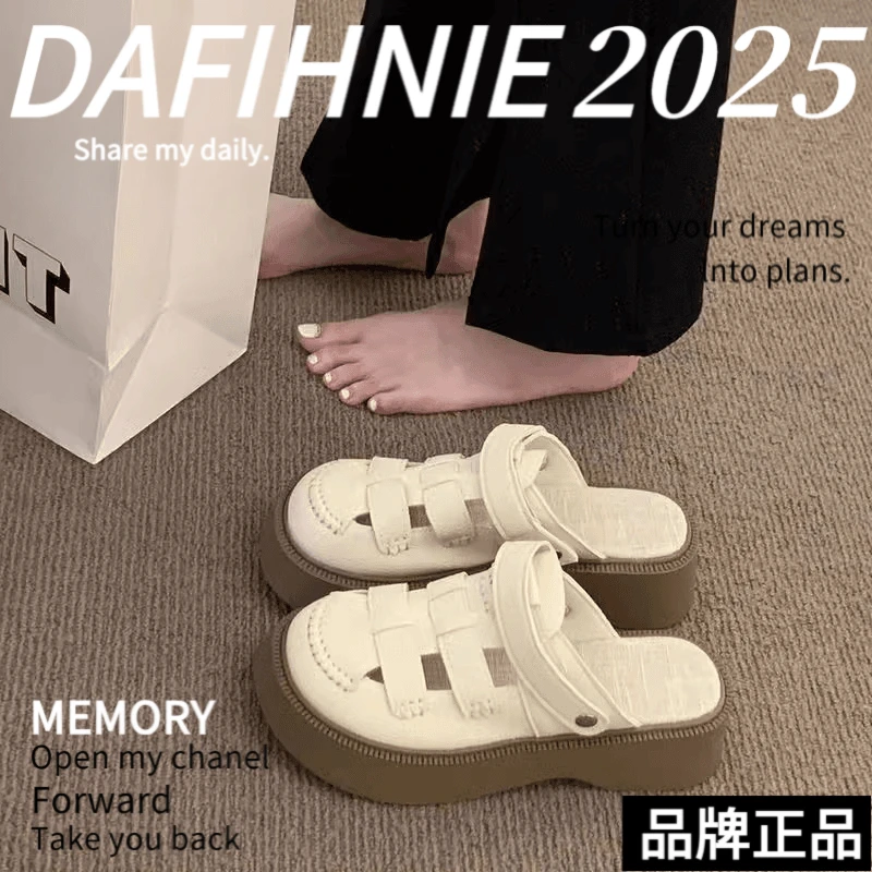 【品牌撤柜】女ins潮牌百搭镂空包头凉鞋罗马时尚两穿拖鞋女鞋外穿