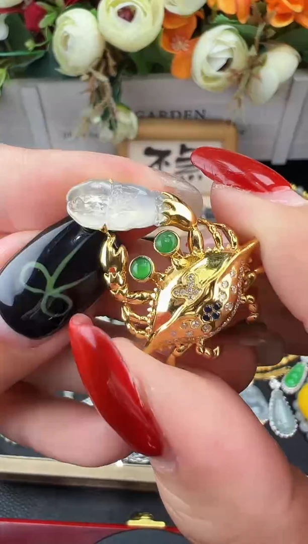 套链18K金镶嵌翡翠勿拍