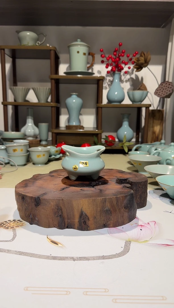 摆件中秋福利24双耳行炉 仿古釉一级精品 香炉摆件工艺品*