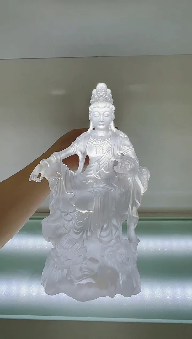 手工艺品琉璃大*古法琉璃26cm自在观音