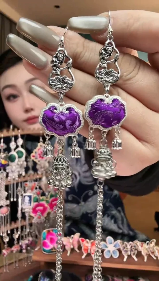 刺绣纯手工民族风刺绣耳环