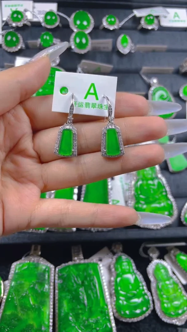翡翠银S925镶嵌耳饰11111111