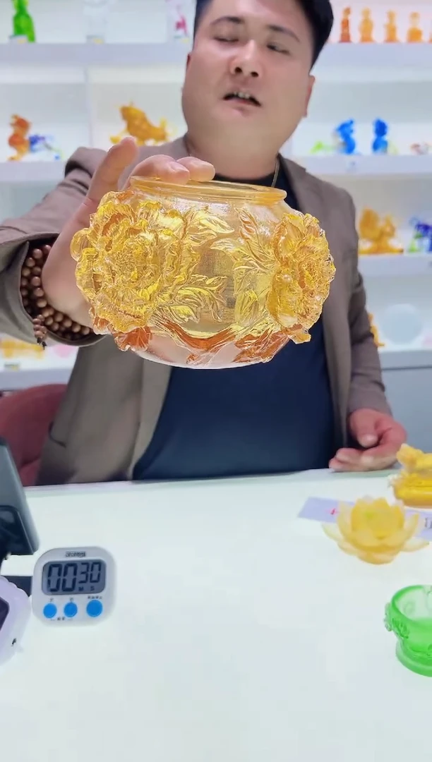【闪购商品】泥塑古法琉璃玫瑰花摆件