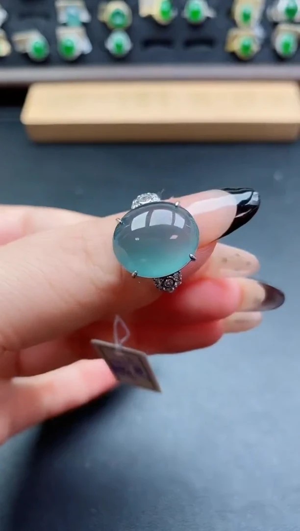 银S925镶嵌戒指翡翠1