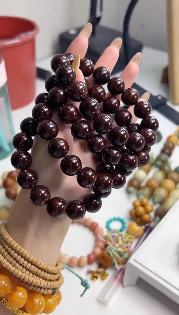 手串菩提根/象牙果沐e30紫金鼠圆珠15mm手串瑕疵不补