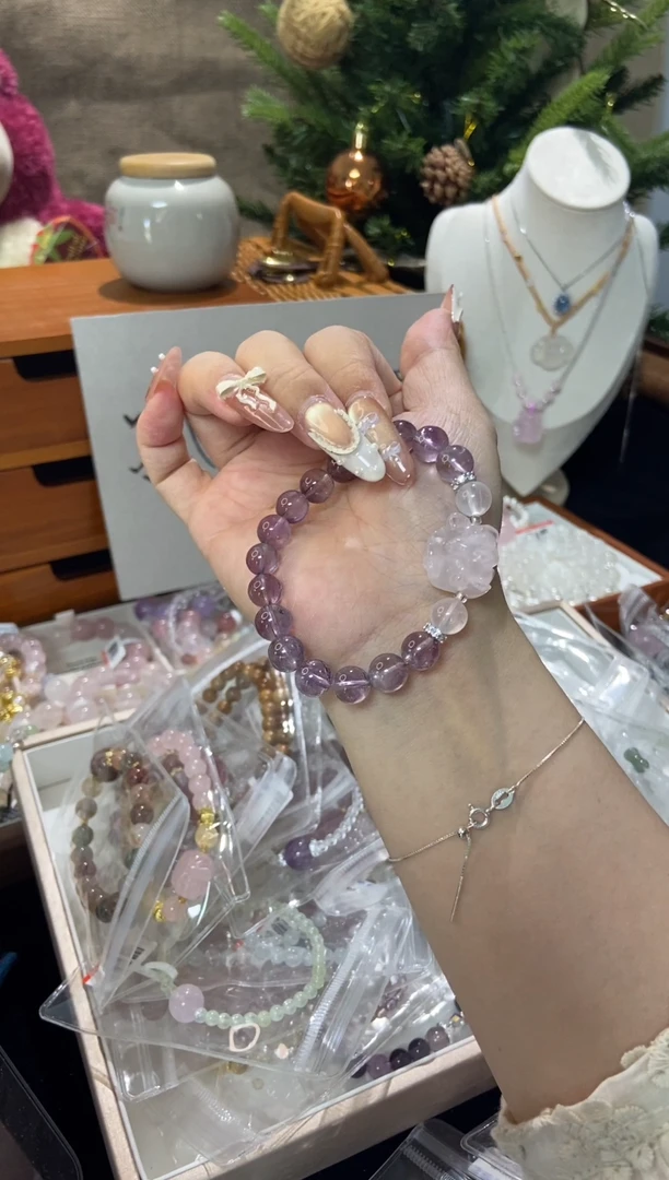 水晶手串未镶嵌孤品捡漏均匀瑕疵介意勿拍