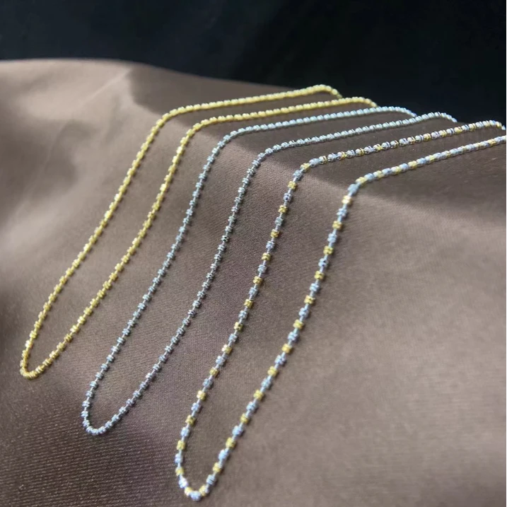 链子925银 s925银双闪珠调节项链20寸（50cm） 抽拉简约百搭调节链