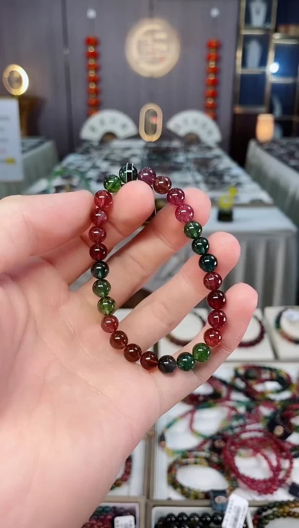 未镶嵌收藏级透体老矿碧玺单圈手串6mm+碧玺xion多样性发货一条