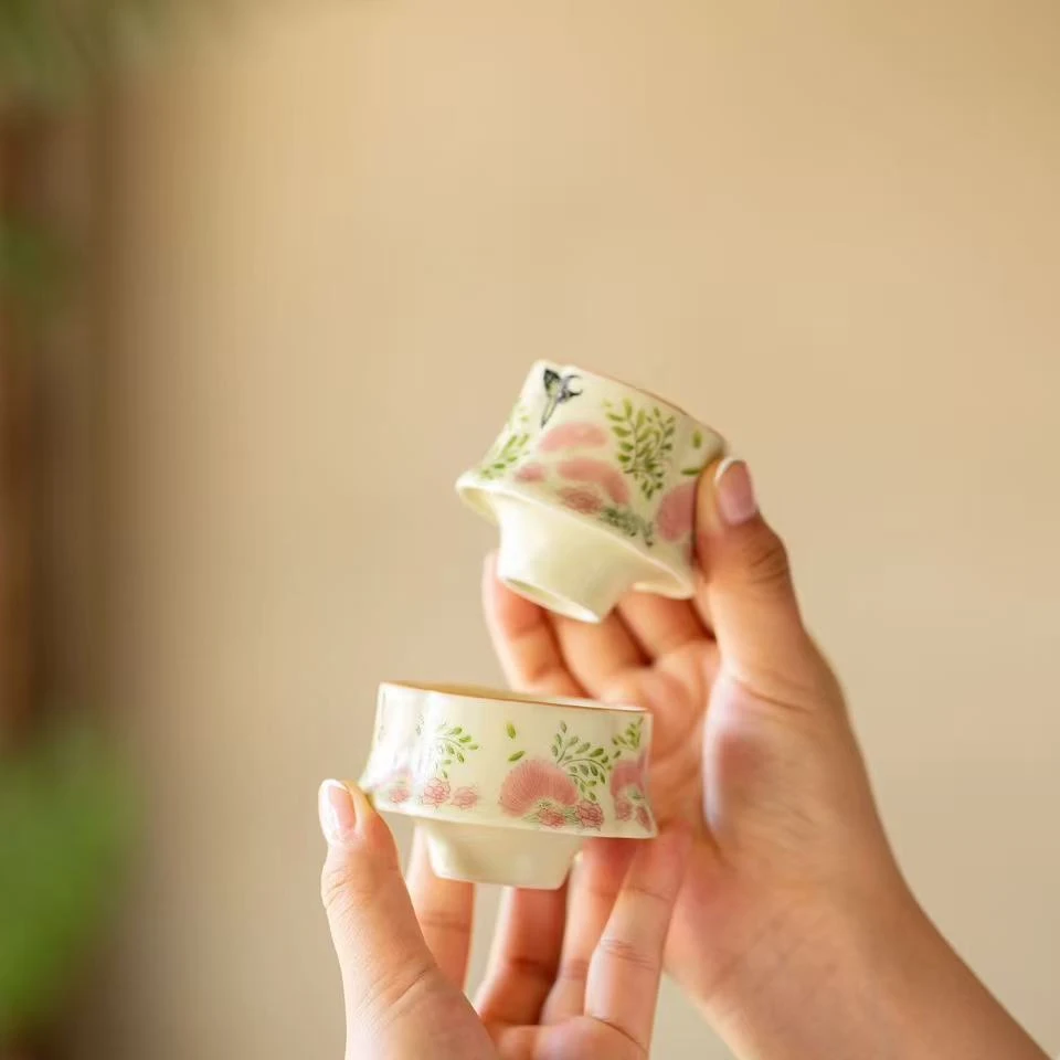 合欢花 蝴蝶花朵主人杯家用功夫茶具