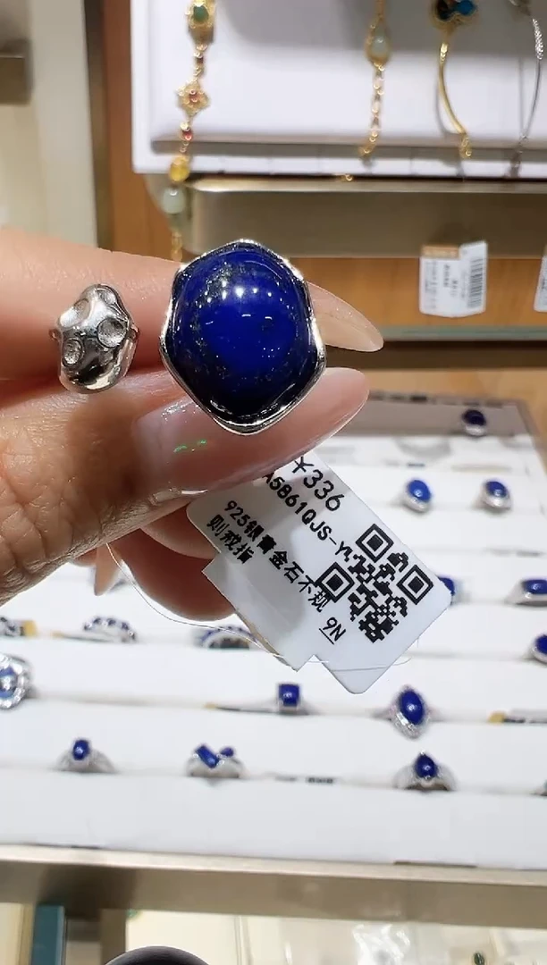 银S925镶嵌青金石耳饰@@