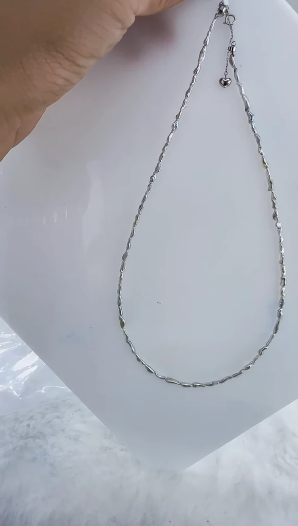 18K金镶嵌海水珍珠DA海水keshi珍珠项链 y115