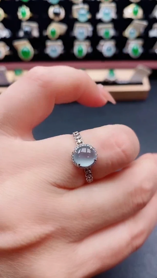 银S925镶嵌戒指翡翠1