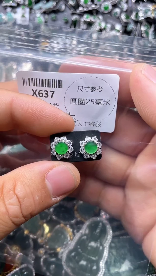 【闪购商品】翡翠颈饰未镶嵌X637耳钉