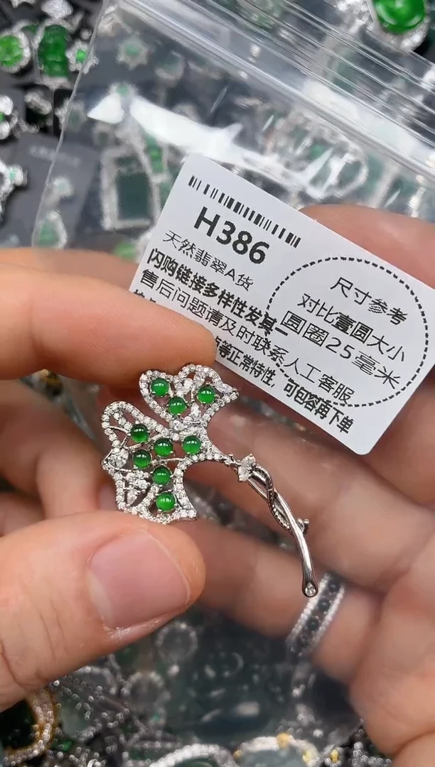 颈饰未镶嵌翡翠H386胸针