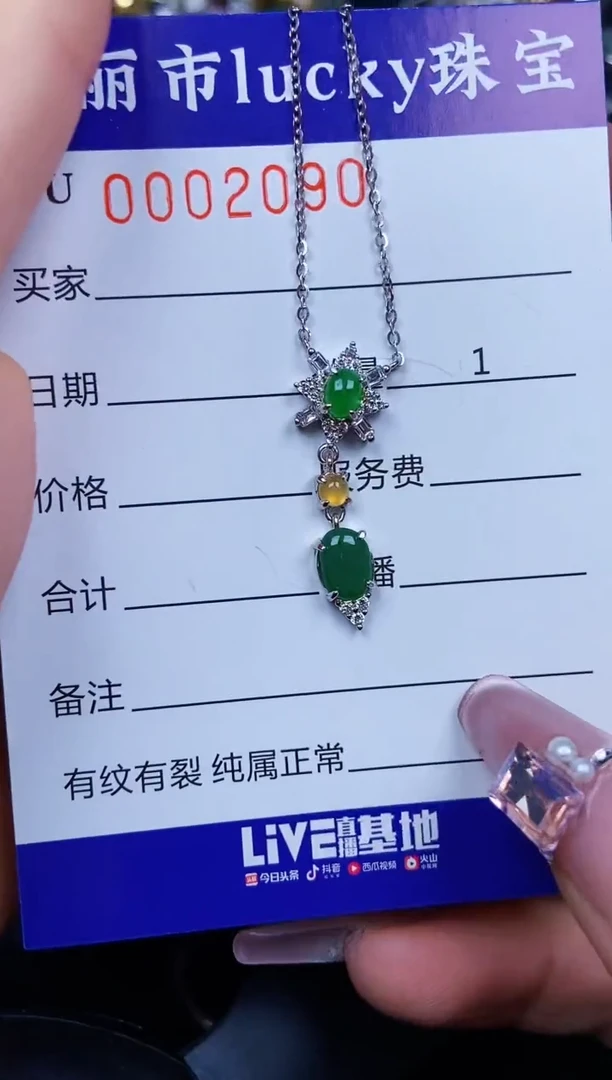 翡翠银S925镶嵌颈饰2090
