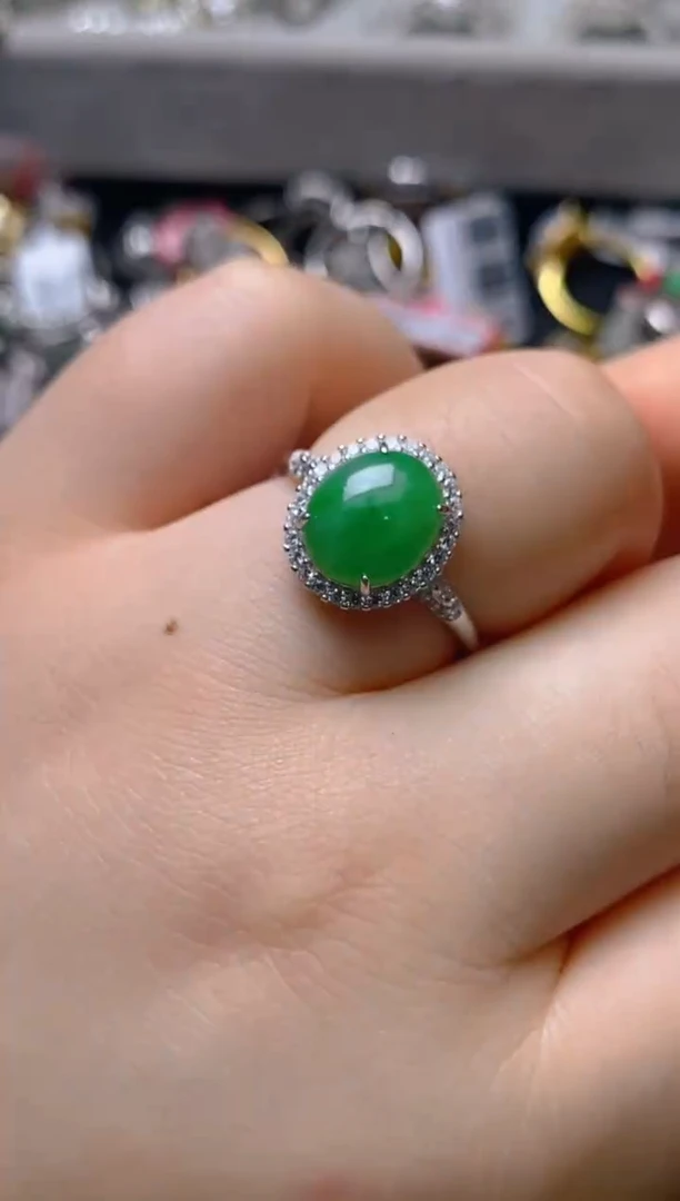 银S925镶嵌戒指翡翠百内无证书